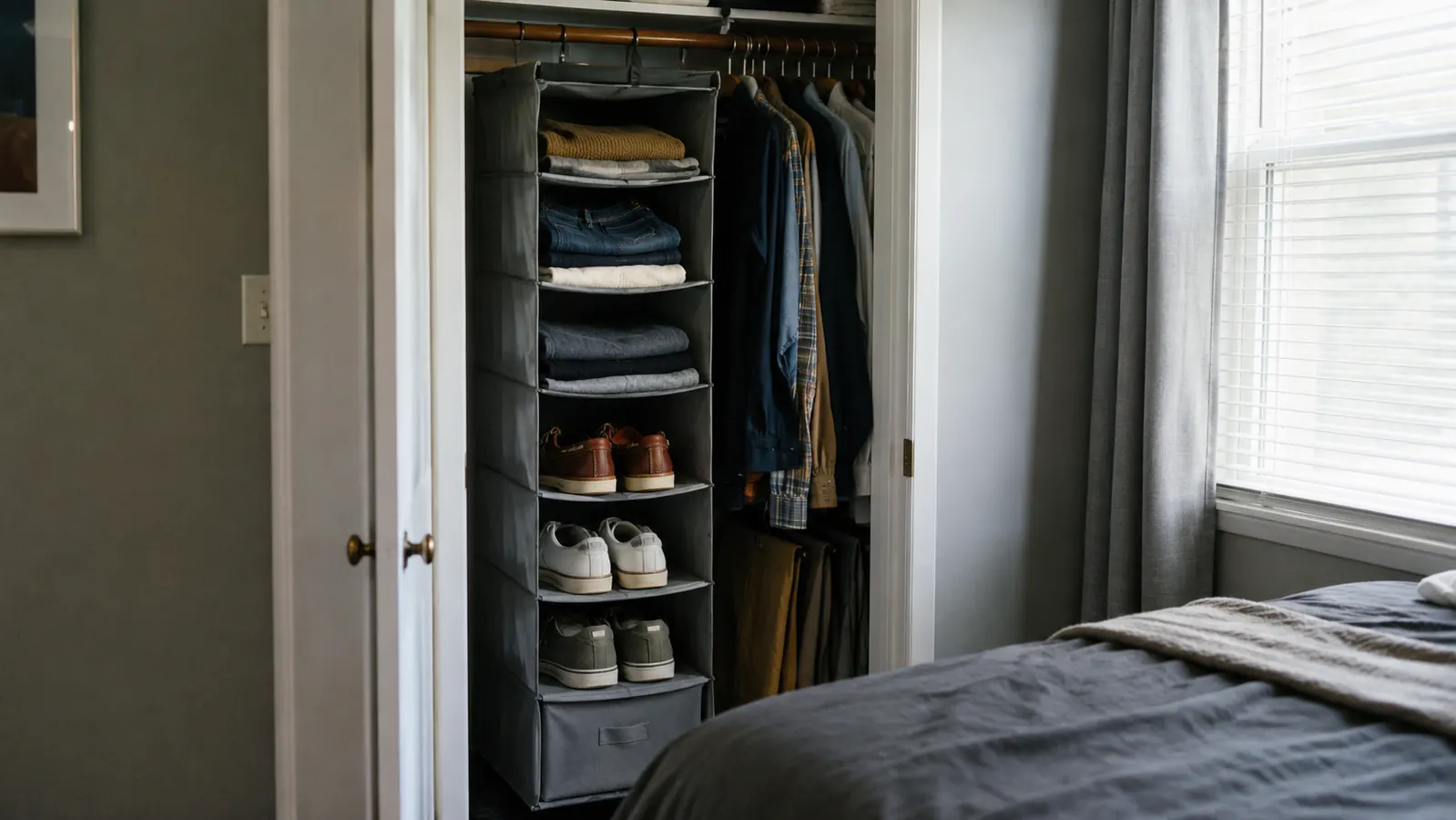 How to Organize a Small Closet with Hanging Shelves
